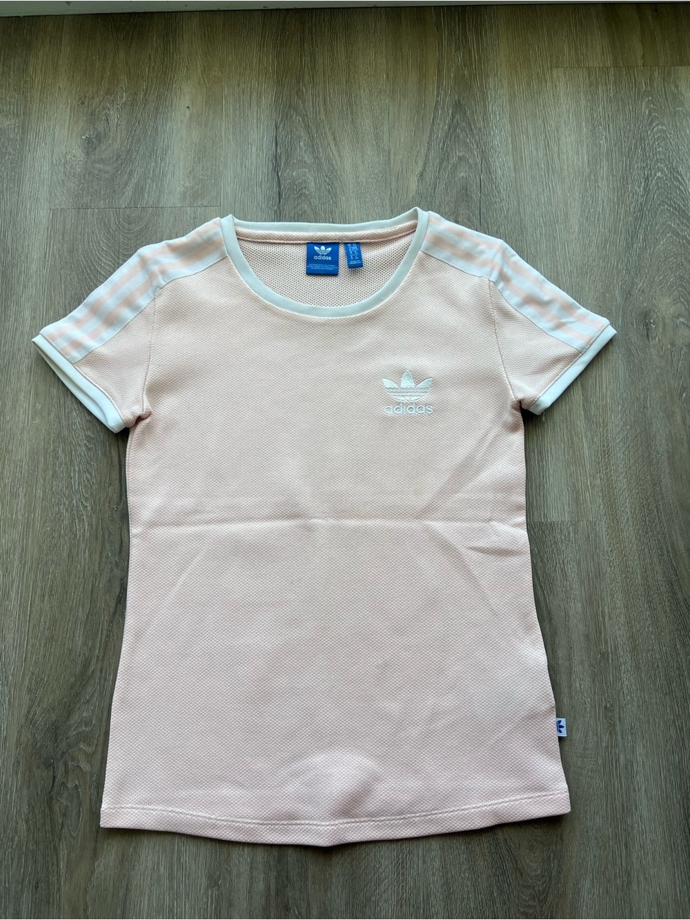 adidas Pink Short Sleeve Trefoil Tee with White Accents
